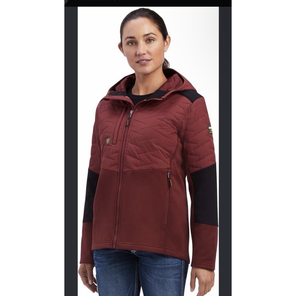 Ariat Rebar Women M Cloud 9 Water Resistant Insulated Maroon Jacket Hood Pockets